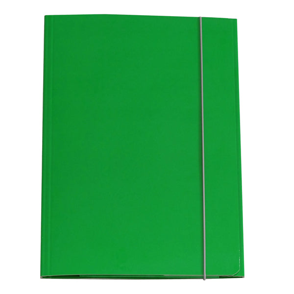 Cartella 3 lembi con elastico - A4 - dorso variabile - cartone plastificato - verde - Cartotecnica del Garda