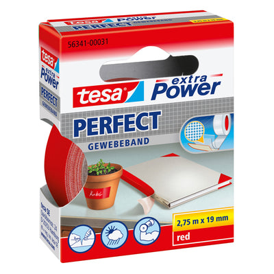 Nastro adesivo telato XP Perfect - 19 mm x 2,7 m - tela plastificata - rosso - Tesa
