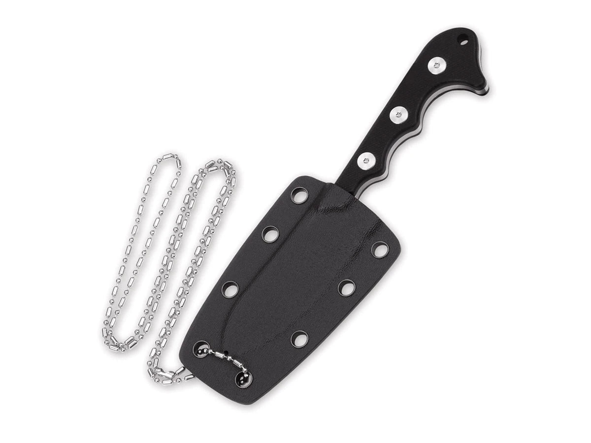 Fodero Kydex coltello da collo QSP Neckmuk nero con foro catena