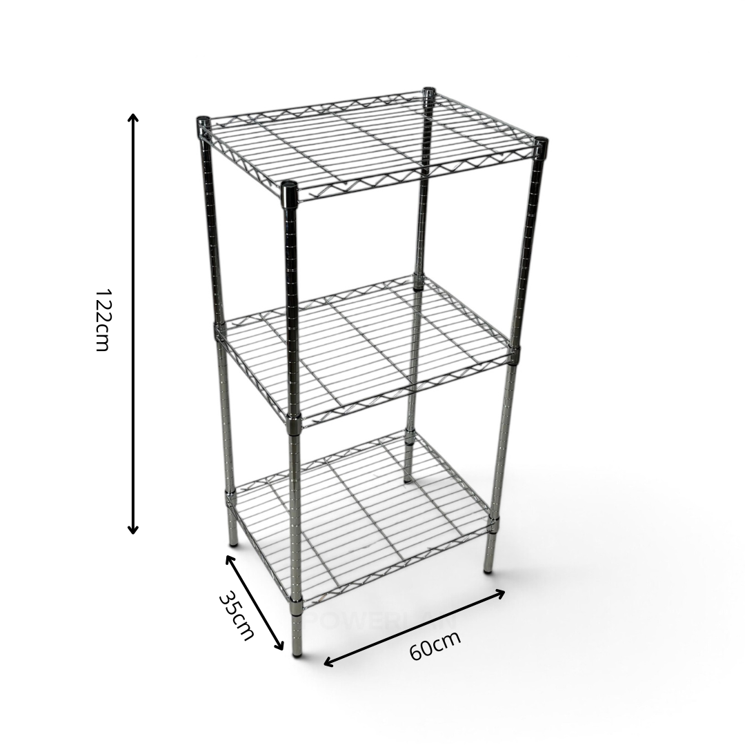 Metallika Scaffale Modulare in Acciaio Cromato 60 × 45 × H 122 cm, 3 Ripiani