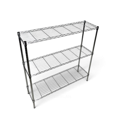 Metallika Scaffale Modulare in Acciaio Cromato 122 × 45 × H 122 cm, 3 Ripiani