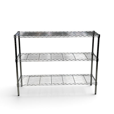 Metallika Scaffale Modulare in Acciaio Cromato 122 × 45 × H 82 cm, 3 Ripiani