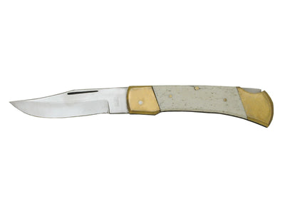 Coltello folding Import manico corno bianco B/5 21 cm Back Lock Made in Pakistan