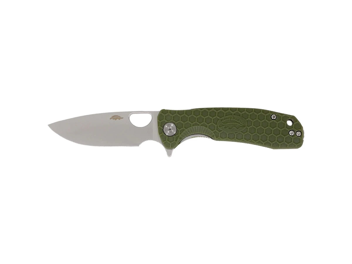 Honey Badger Drop Point Small FRN verde HB1023, lama 8Cr13MoV 7,1 cm flipper