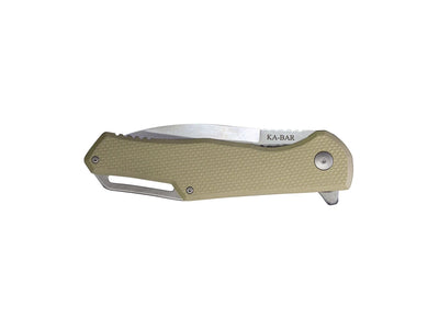 Ka-Bar Jarosz Spear Point 7509 dettaglio lama AUS-8A spear point G-10 titanio Flipper