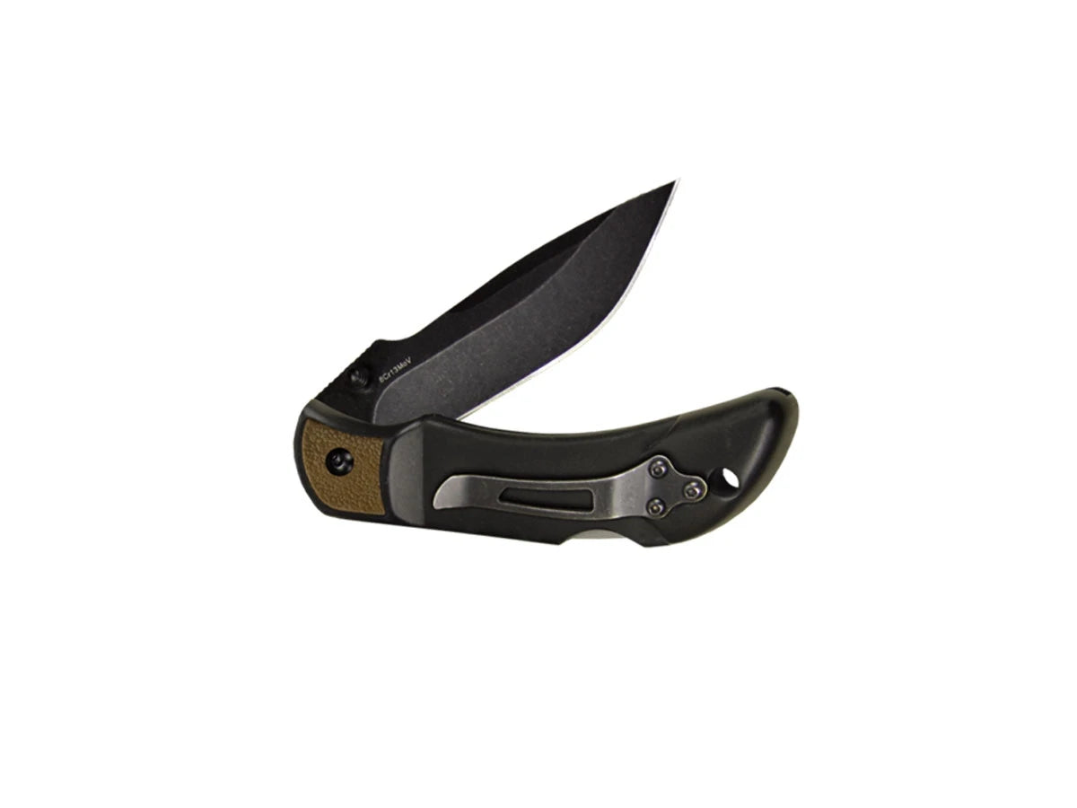 Outdoor Edge Chasm 2.5 Brown 8Cr13MoV Stonewash Zytel TPR - dettaglio lama