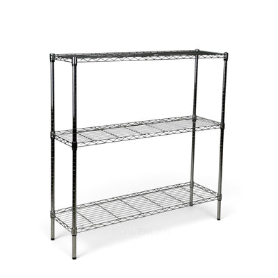 Metallika Scaffale Modulare in Acciaio Cromato 122 × 35 × H 122 cm, 3 Ripiani