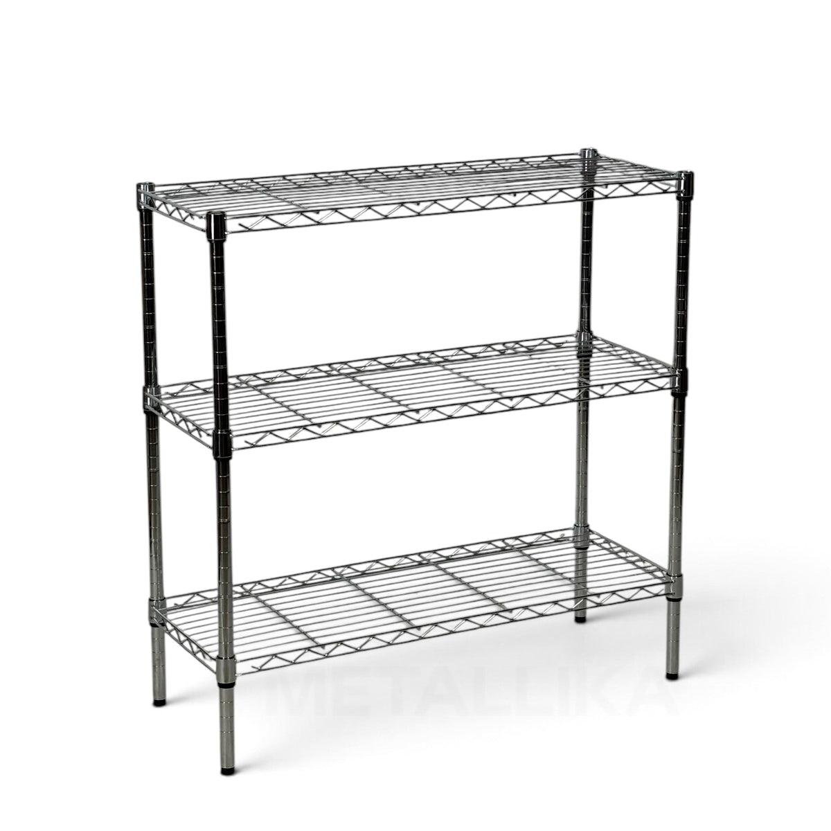 Metallika Scaffale Modulare in Acciaio Cromato 90 × 45 × H 92 cm, 3 Ripiani
