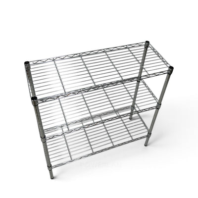 Metallika Scaffale Modulare in Acciaio Cromato 90 × 45 × H 82 cm, 3 Ripiani