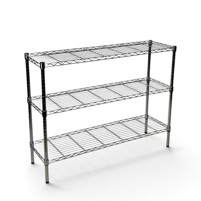 Metallika Scaffale Modulare in Acciaio Cromato 122 × 45 × H 102 cm, 3 Ripiani