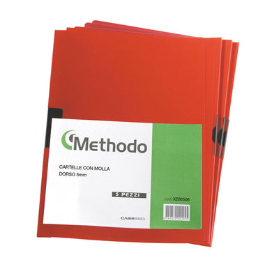 Cartellina con molla Spring File - A4 - dorso 5 mm - PP - rosso - Methodo