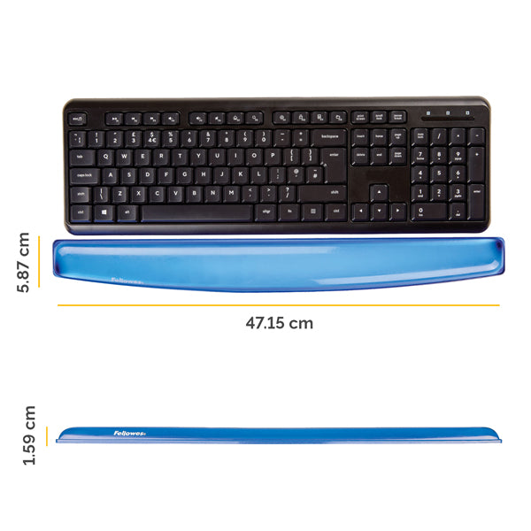 Poggiapolsi da tastiera - gel - blu trasparente - Fellowes