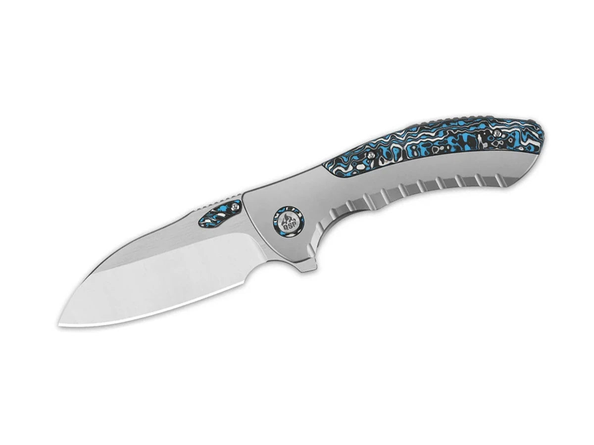 Coltello EDC QSP Capybara Titanium M390 satin CF blu camo QS152-A1
