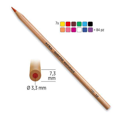 Pastelli - naturale - diametro mina 3,30 mm - Giotto - barattolo 84 pezzi