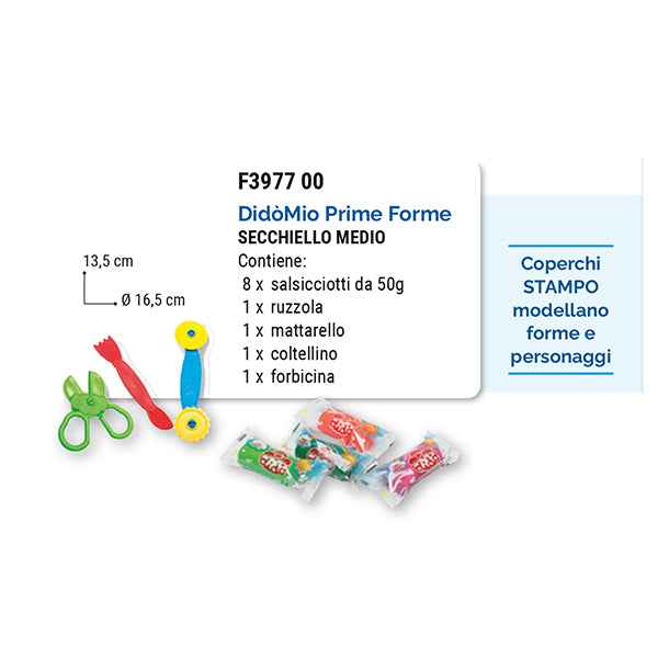 Pasta modellabile DiDò medio - DiDò - secchiello 8 salsicciotti con attrezzi