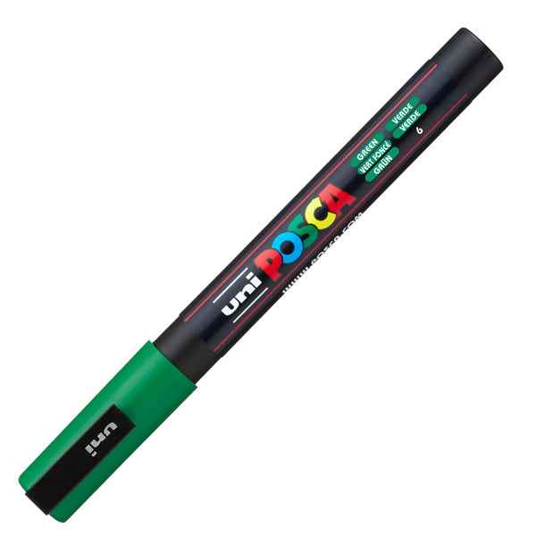 Marcatore a base d'acqua Uni Posca PC3M - punta fine da 0,9mm a 1,3mm  - verde - Uni Mitsubishi