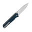 Dettaglio lama D2 satin coltello QSP Mamba V2 blu