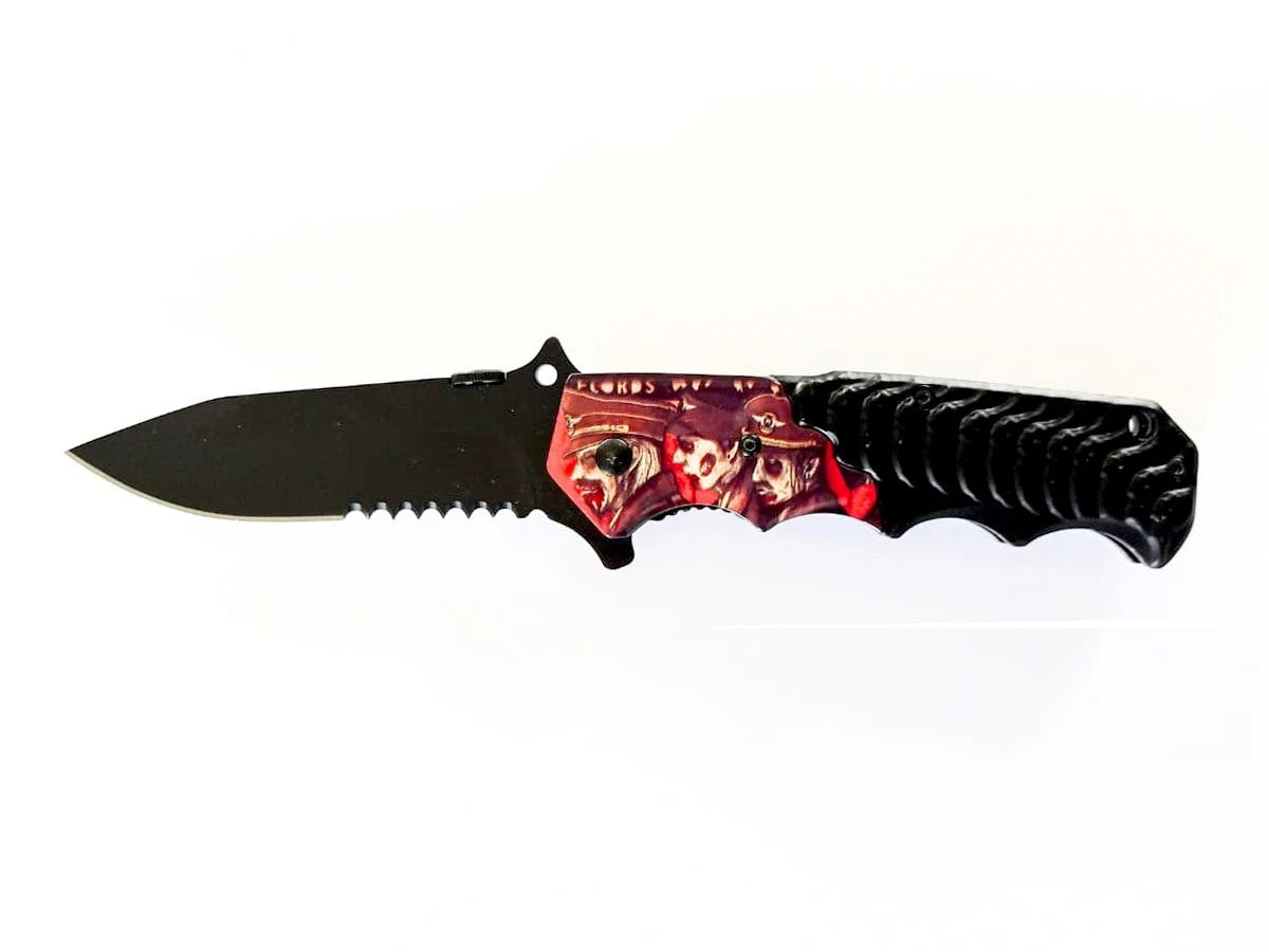 Coltello Import Zombie Red Combo 003 manico alluminio lama 9 cm Liner Lock Made in China