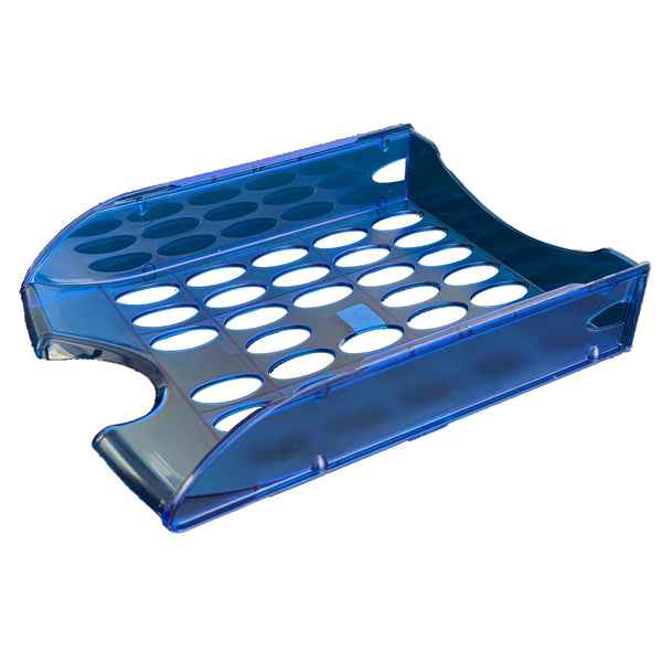 Vaschetta portacorrispondenza forata E040 - 26 x 34,5 x 6,5 cm - blu trasparente - Fellowes