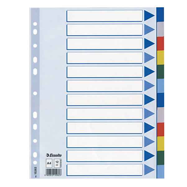 Separatore - 12 tasti colorati - PP - A4 - multicolore - Esselte