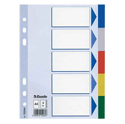 Separatore - 5 tasti colorati - PP - A5 - multicolore - Esselte
