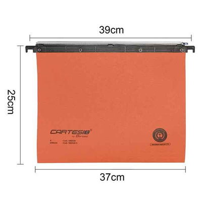 Cartella sospesa Cartesio - cassetto - interasse 39 cm - fondo V - 37 x 25 cm - arancio - Bertesi