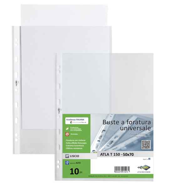 Buste forate Atla T - pesante - liscio - 50 x 70 cm - trasparente - Sei Rota - conf. 10 pezzi