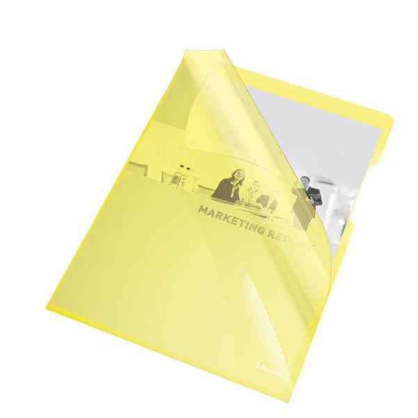 Cartellina a L - A4 - PVC - liscio pesante - giallo cristallo - Esselte - conf. 25 pezzi