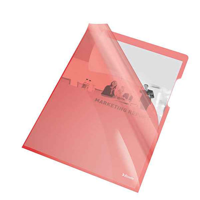 Cartellina a L - A4 - PVC - liscio pesante - rosso cristallo - Esselte - conf. 25 pezzi