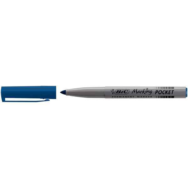 Marcatori permanente Marking a base d'alcool - punta pocket tonda 1,10mm - blu - Bic - conf. 12 pezzi