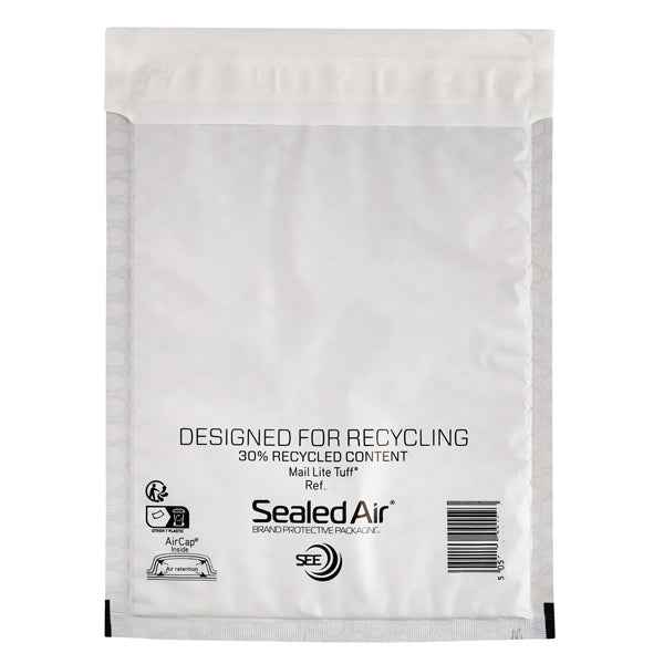 Busta imbottita Mail Lite Tuff Cushioned - impermeabile - D (18 x 26 cm) - bianco - Sealed Air - conf. 10 pezzi