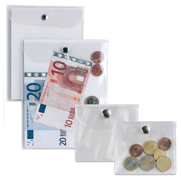 Busta con bottone Press 5E - PVC - 13 x 18 cm - trasparente - Sei Rota