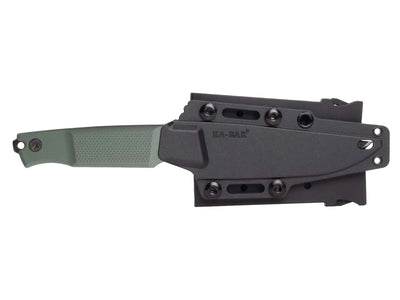 Ka-Bar Apex 5500 dettaglio lama D2 Tool Steel manico GFN verde fodero plastica rigida