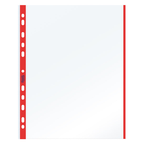 Buste forate con banda colorata - Linear - buccia - 21 x 29,7 cm - rosso - Favorit - conf. 10 pezzi