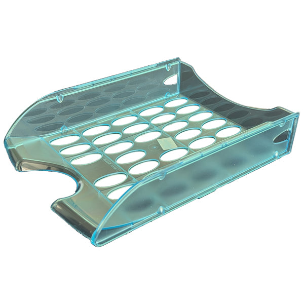 Vaschetta portacorrispondenza forata E040 - 26 x 34,5 x 6,5 cm - azzurro trasparente - Fellowes
