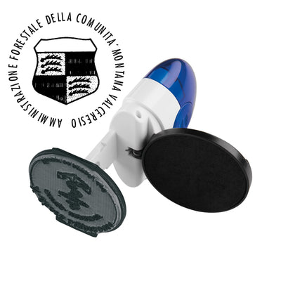 Timbro Pocket Stamp R40 - diametro 40 mm - 5 righe - autoinchiostrante - blu - Colop