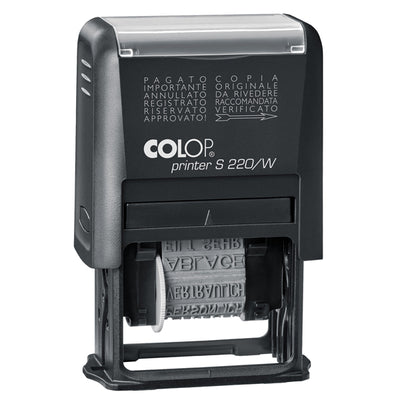 Timbro Printer S220/W Polinomio - 12 diciture - 4 mm - autoinchiostrante - Colop
