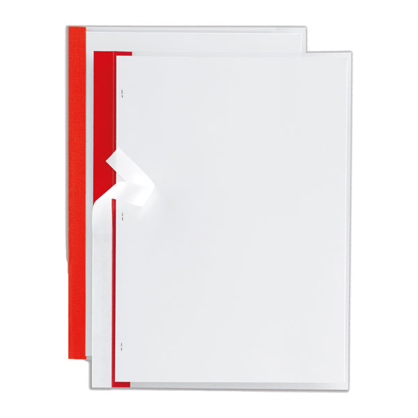 Cartellina per rilegatura Poli 200 - A4 - PP - trasparente buccia - dorso rosso - Sei Rota - conf. 10 pezzi