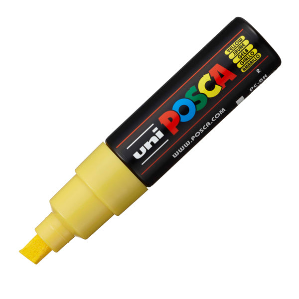 Marcatore a base d'acqua Uni Posca PC8K - punta large a scalpello 8,0mm - giallo  - Uni Mitsubishi