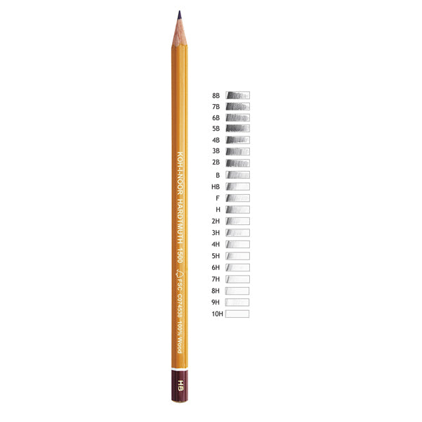 Matita in grafite H1500 - gradazione 2B - Koh.I.Noor - conf. 12 pezzi