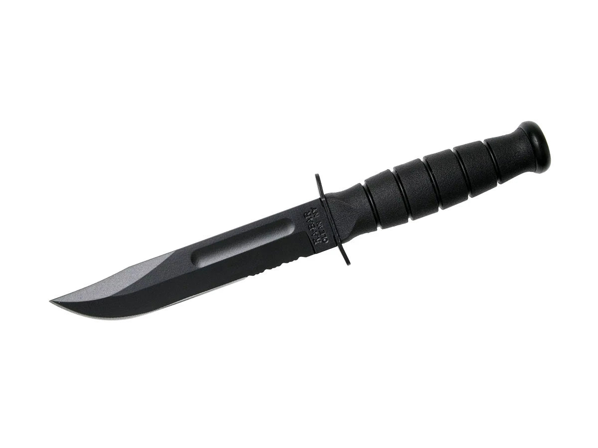 Ka-Bar Short Clip Point 1257 Combo lama 1095 Cro-Van nera manico Kraton G versione compatta 1214 USMC - vista principale
