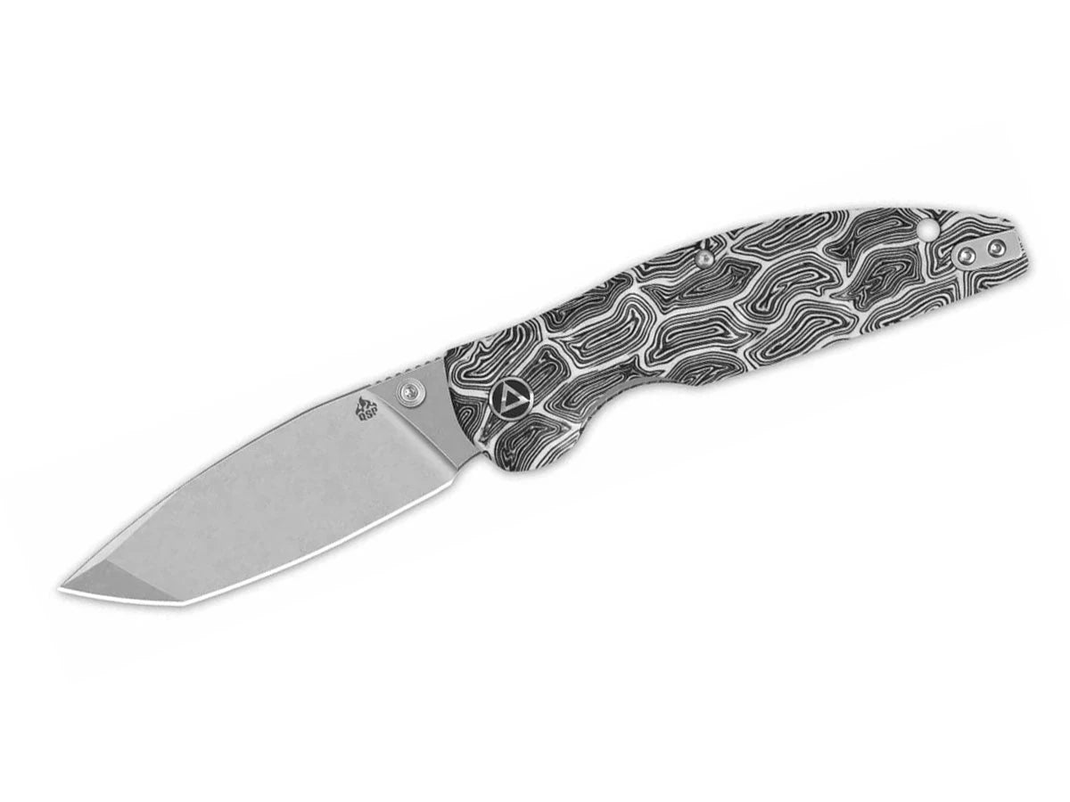 Coltello QSP Turtle Punk 14C28N stonewash G-10 nero/bianco design Alfaro QS158-B1