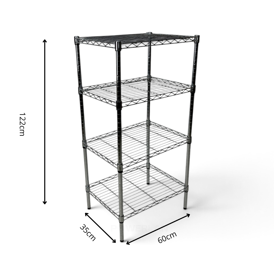 Metallika Scaffale Modulare in Acciaio Cromato 60 × 35 × H 122 cm, 4 Ripiani