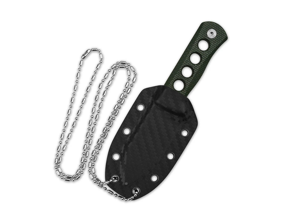 Fodero Kydex QSP Canary Micarta Black verde con catena