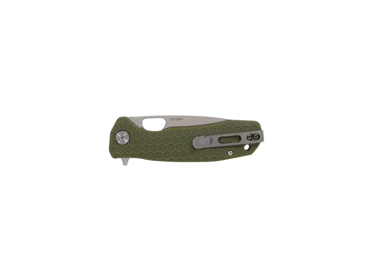 Honey Badger Drop Point Small HB1023 verde, dettaglio manico FRN