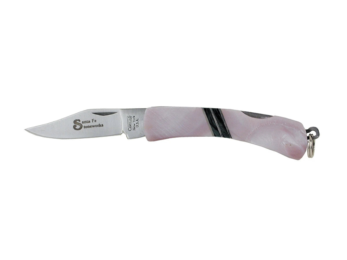 Santa Fe Stoneworks Keyring Knife JS75A filo piano manico mosaico pietre una guancetta lunghezza totale 10 cm