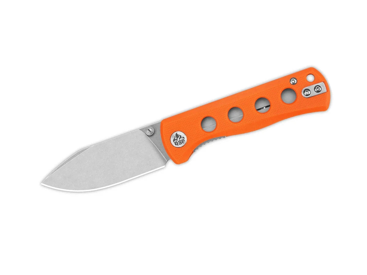 Coltello EDC QSP Canary Folder G-10 14C28N stonewash arancione QS150-B1