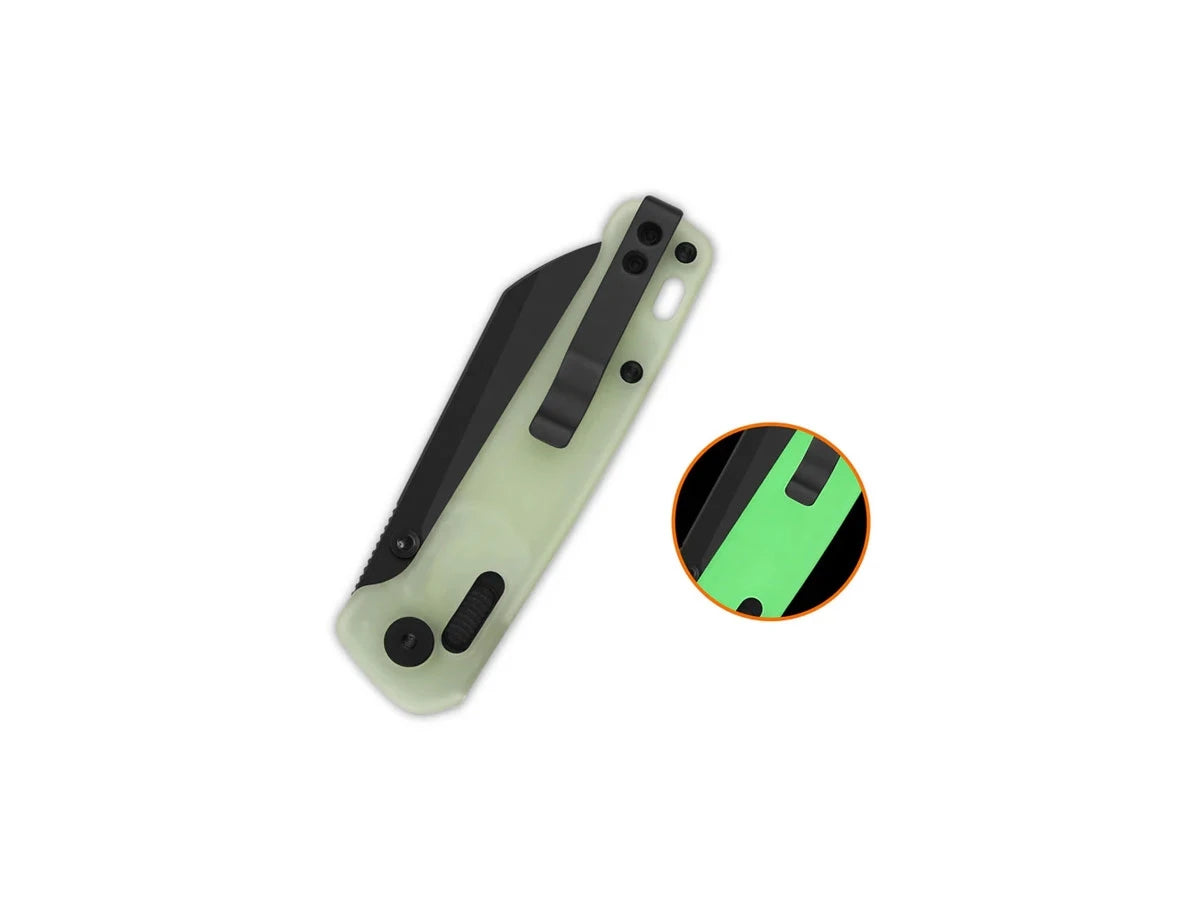 Vista manico resina fosforescente QSP Penguin Resin Black clip