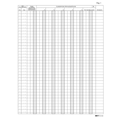 Registro Iva corrispettivi per mancato funzionamento registro cassa - 31 x 24,5cm - 46pg - pagine numerate - Edipro