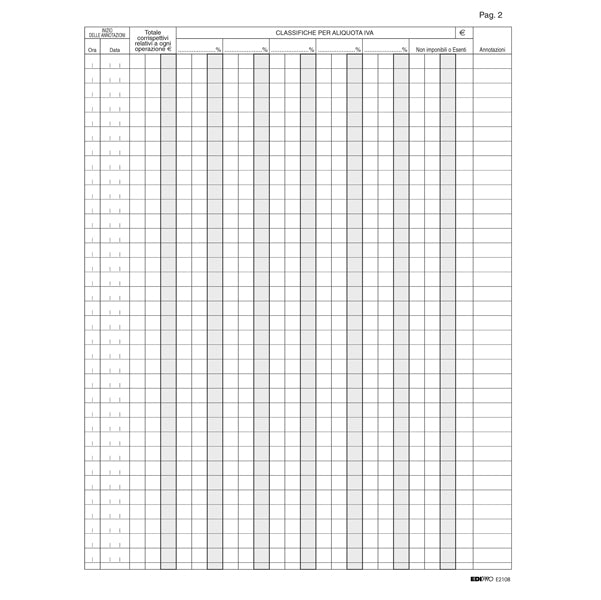 Registro Iva corrispettivi per mancato funzionamento registro cassa - 31 x 24,5cm - 46pg - pagine numerate - Edipro